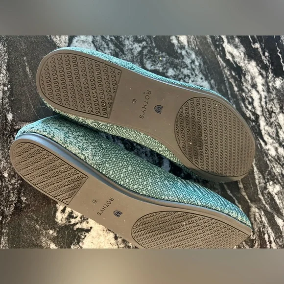 Rothy’s teal metallic square flats 10 - Picture 2 of 4